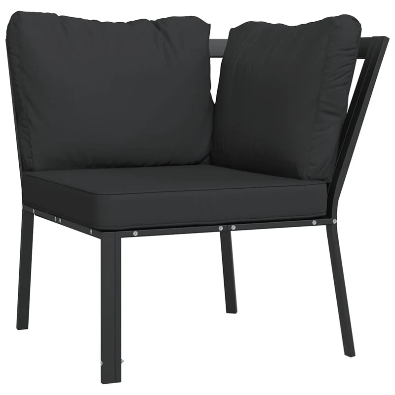 Salon de jardin meuble d'extérieur ensemble de mobilier 9 pièces avec coussins gris acier 02_0017978