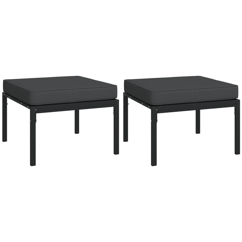 Salon de jardin meuble d'extérieur ensemble de mobilier 9 pièces avec coussins gris acier 02_0017978