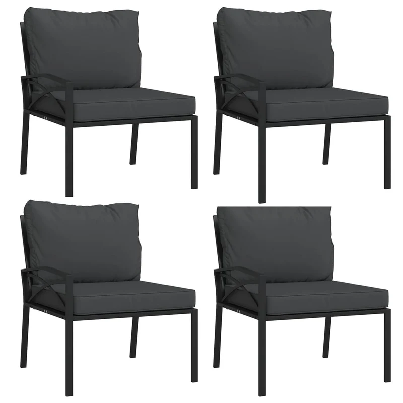 Salon de jardin meuble d'extérieur ensemble de mobilier 11 pièces avec coussins gris acier 02_0015327