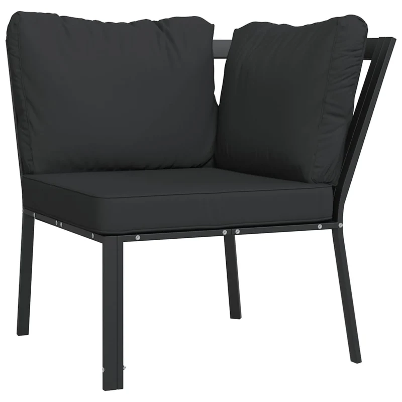 Salon de jardin meuble d'extérieur ensemble de mobilier 11 pièces avec coussins gris acier 02_0015327