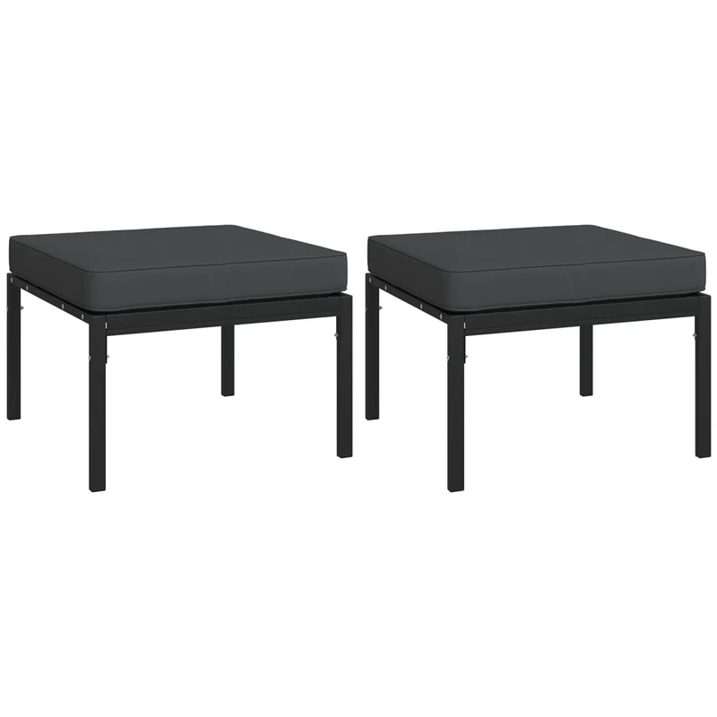 Salon de jardin meuble d'extérieur ensemble de mobilier 11 pièces avec coussins gris acier 02_0015327