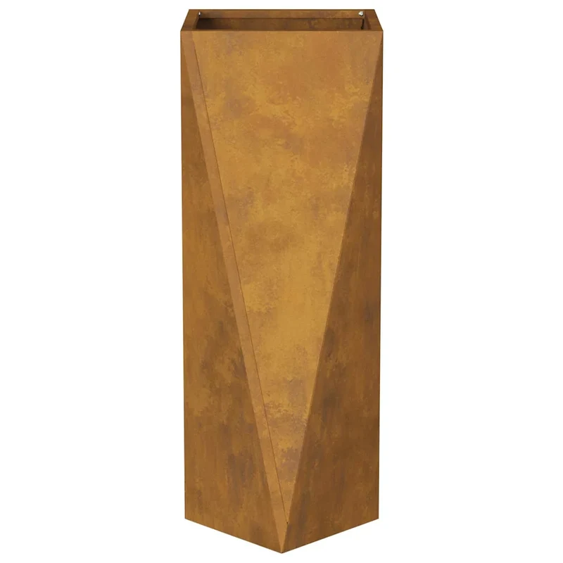 Lot de 2 jardinières extérieures modernes 30 x 30 x 75 cm avec base intégrée en acier rouillé 02_0053019