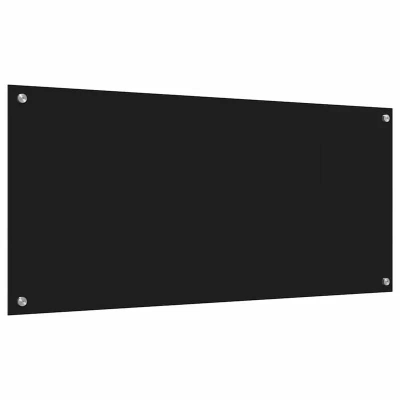Lot de 2 dosserets de cuisine moderne noir 110 x 50 cm thermo-resistants design épuré en verre trempé noir 02_0056266