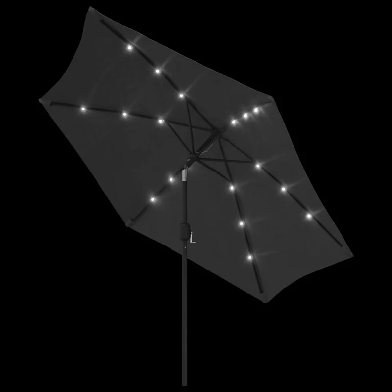 Parasol d'extérieur avec led et mât en acier 300 cm anthracite 02_0008173