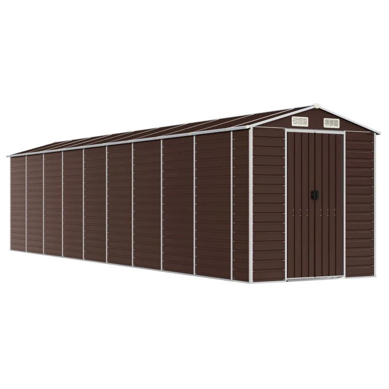 Abri de jardin cabane cabanon maison de stockage remise extérieur hangar outils robuste 191 x 810 x 198 cm acier galvanisé marron 02_0022276