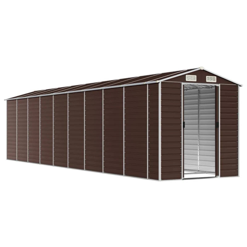 Abri de jardin cabane cabanon maison de stockage remise extérieur hangar outils robuste 191 x 810 x 198 cm acier galvanisé marron 02_0022276