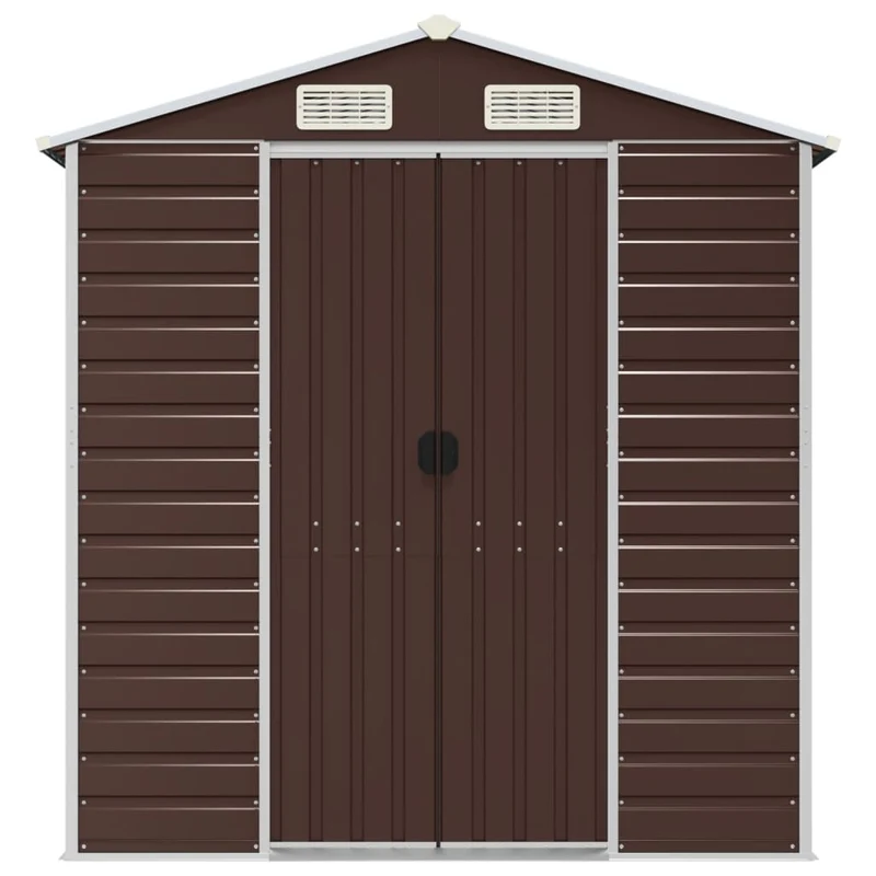 Abri de jardin cabane cabanon maison de stockage remise extérieur hangar outils robuste 191 x 810 x 198 cm acier galvanisé marron 02_0022276
