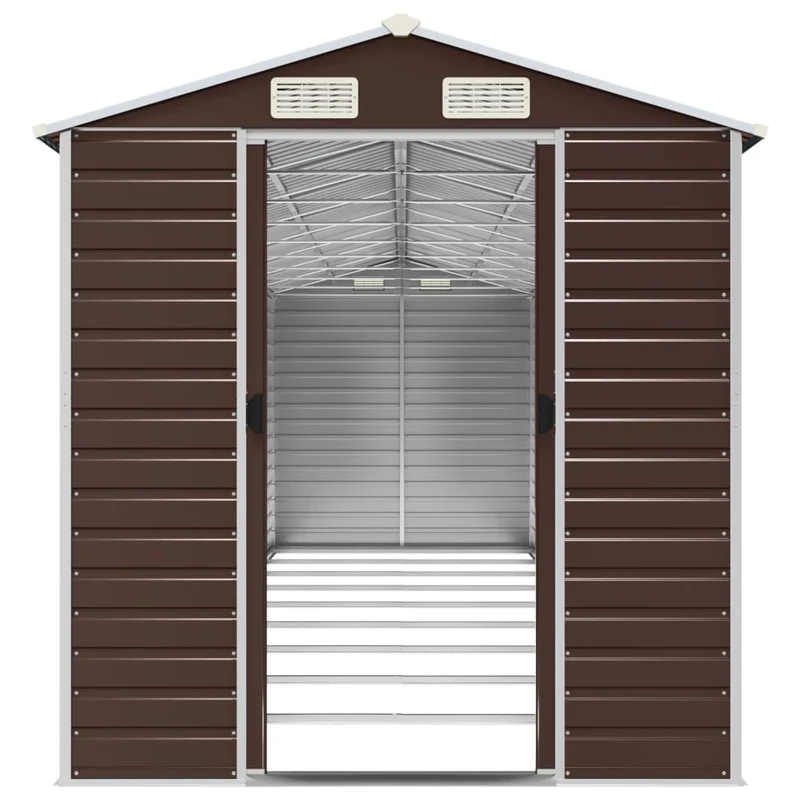 Abri de jardin cabane cabanon maison de stockage remise extérieur hangar outils robuste 191 x 810 x 198 cm acier galvanisé marron 02_0022276