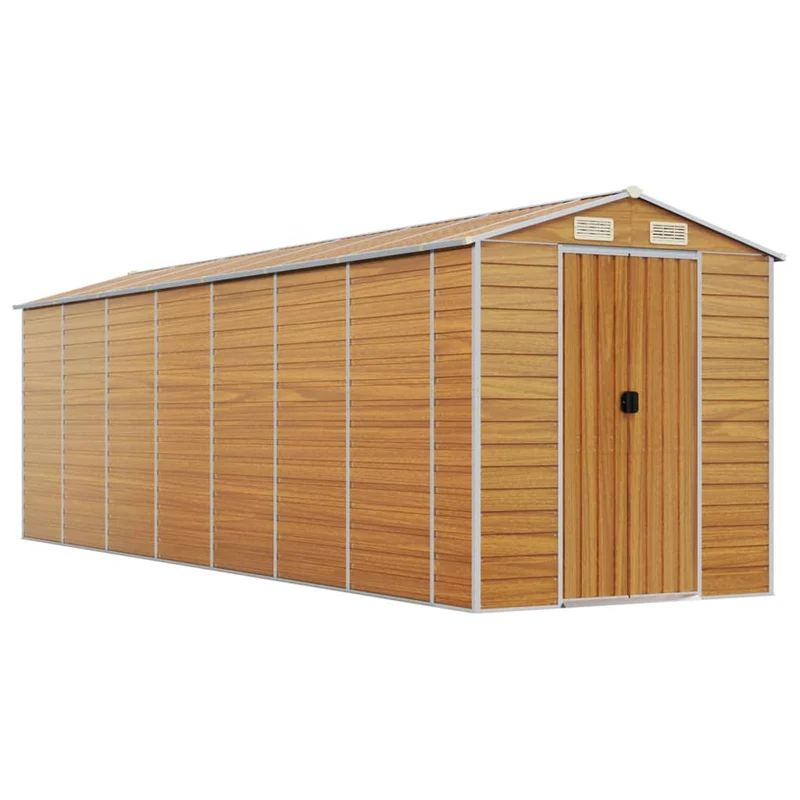 Abri de jardin cabane cabanon maison de stockage remise extérieur hangar outils robuste clair 191 x 640 x 198 cm acier galvanisé marron 02_0022294