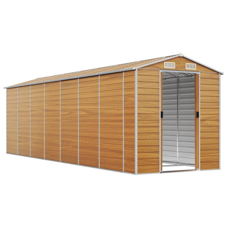 Abri de jardin cabane cabanon maison de stockage remise extérieur hangar outils robuste clair 191 x 640 x 198 cm acier galvanisé marron 02_0022294