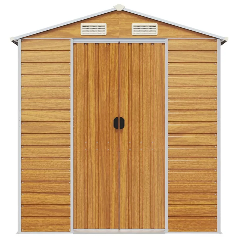 Abri de jardin cabane cabanon maison de stockage remise extérieur hangar outils robuste clair 191 x 640 x 198 cm acier galvanisé marron 02_0022294