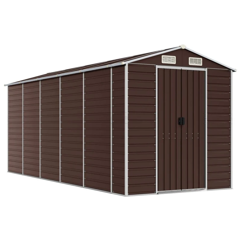 Abri de jardin cabane cabanon maison de stockage remise extérieur hangar outils robuste 191 x 470 x 198 cm acier galvanisé marron 02_0022272