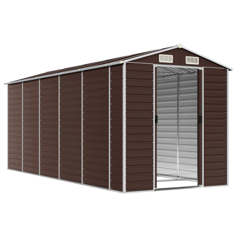Abri de jardin cabane cabanon maison de stockage remise extérieur hangar outils robuste 191 x 470 x 198 cm acier galvanisé marron 02_0022272