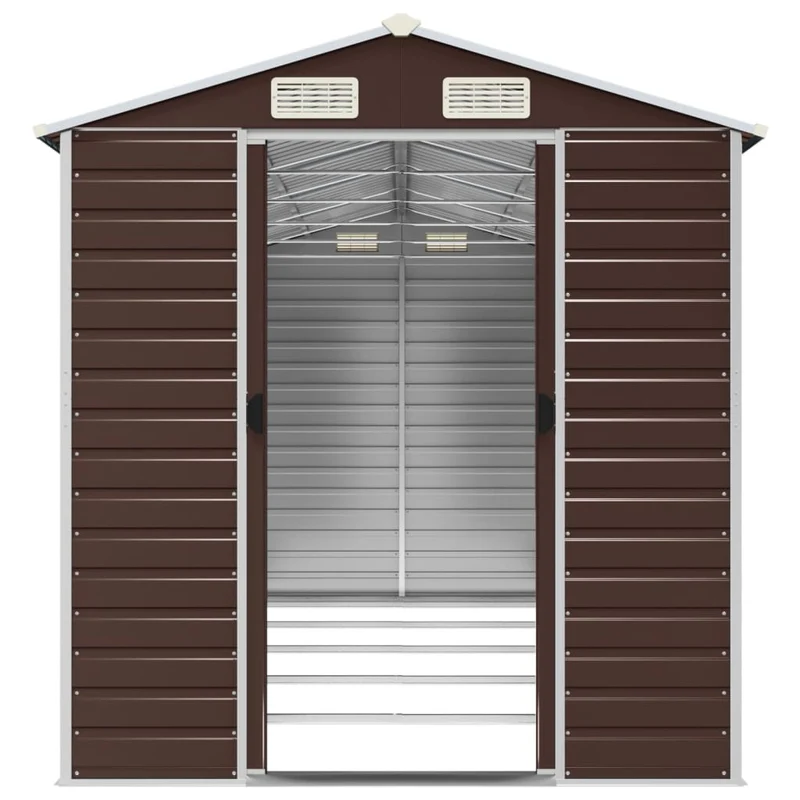 Abri de jardin cabane cabanon maison de stockage remise extérieur hangar outils robuste 191 x 470 x 198 cm acier galvanisé marron 02_0022272