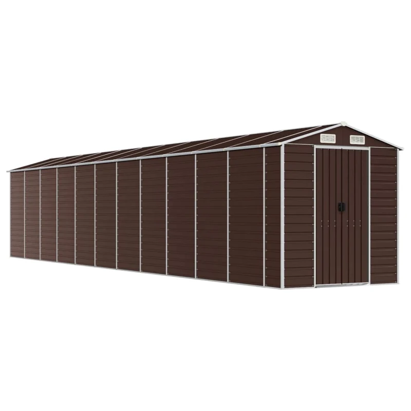 Abri de jardin cabane cabanon maison de stockage remise extérieur hangar outils robuste 191 x 980 x 198 cm acier galvanisé marron 02_0022278