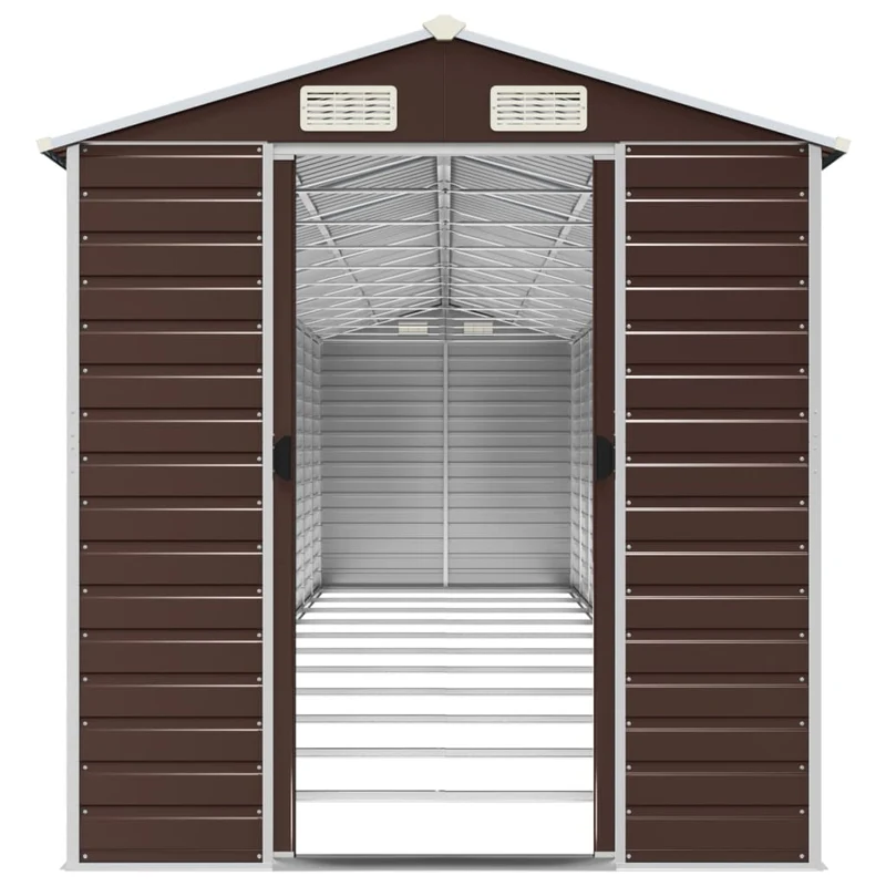 Abri de jardin cabane cabanon maison de stockage remise extérieur hangar outils robuste 191 x 980 x 198 cm acier galvanisé marron 02_0022278