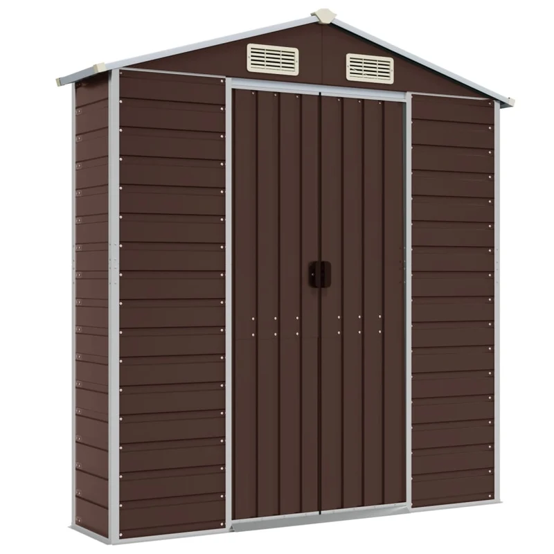 Abri de jardin cabane cabanon maison de stockage remise extérieur hangar outils robuste 191 x 980 x 198 cm acier galvanisé marron 02_0022278