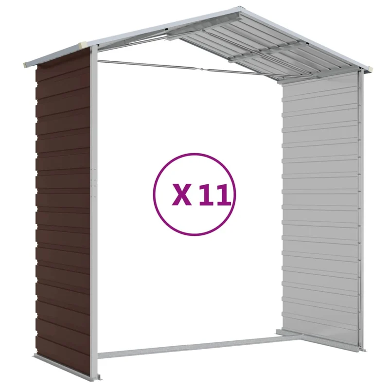 Abri de jardin cabane cabanon maison de stockage remise extérieur hangar outils robuste 191 x 980 x 198 cm acier galvanisé marron 02_0022278