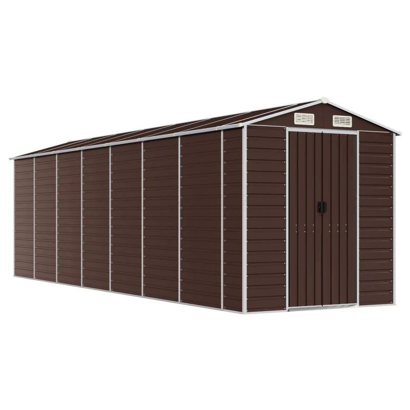 Abri de jardin cabane cabanon maison de stockage remise extérieur hangar outils robuste 191 x 640 x 198 cm acier galvanisé marron 02_0022274