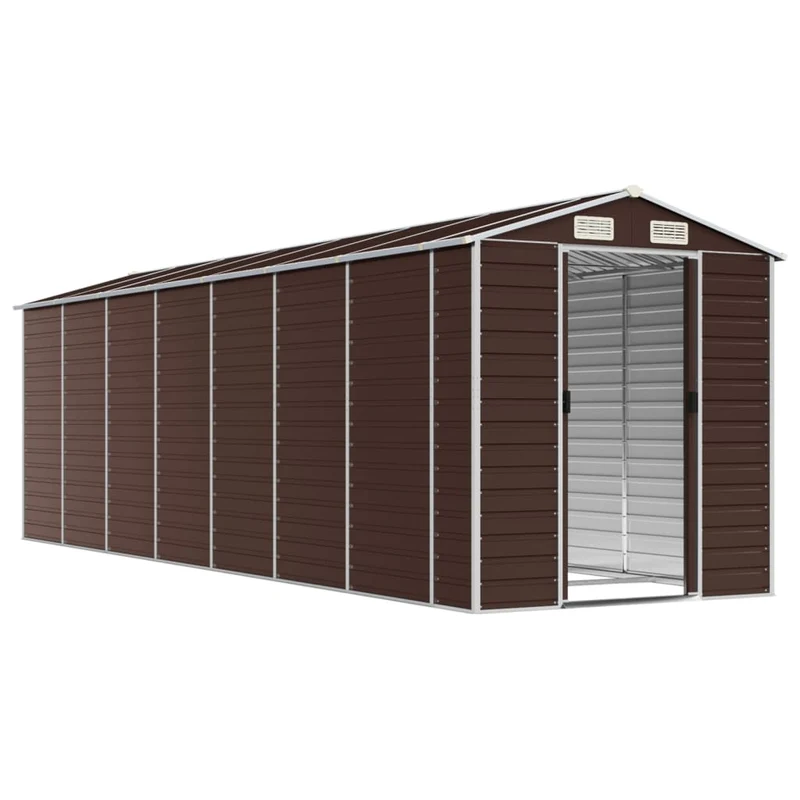 Abri de jardin cabane cabanon maison de stockage remise extérieur hangar outils robuste 191 x 640 x 198 cm acier galvanisé marron 02_0022274