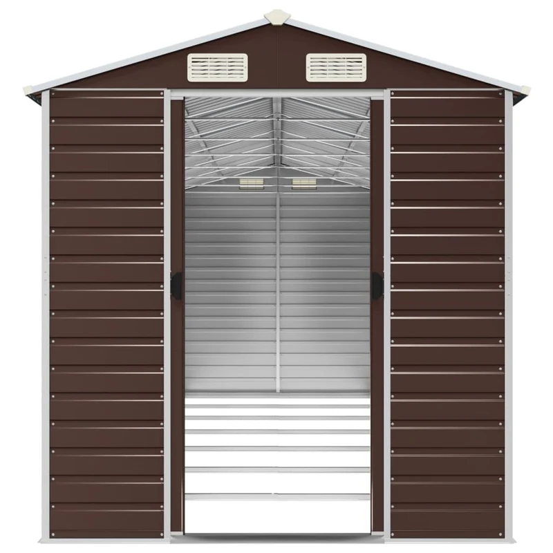 Abri de jardin cabane cabanon maison de stockage remise extérieur hangar outils robuste 191 x 640 x 198 cm acier galvanisé marron 02_0022274