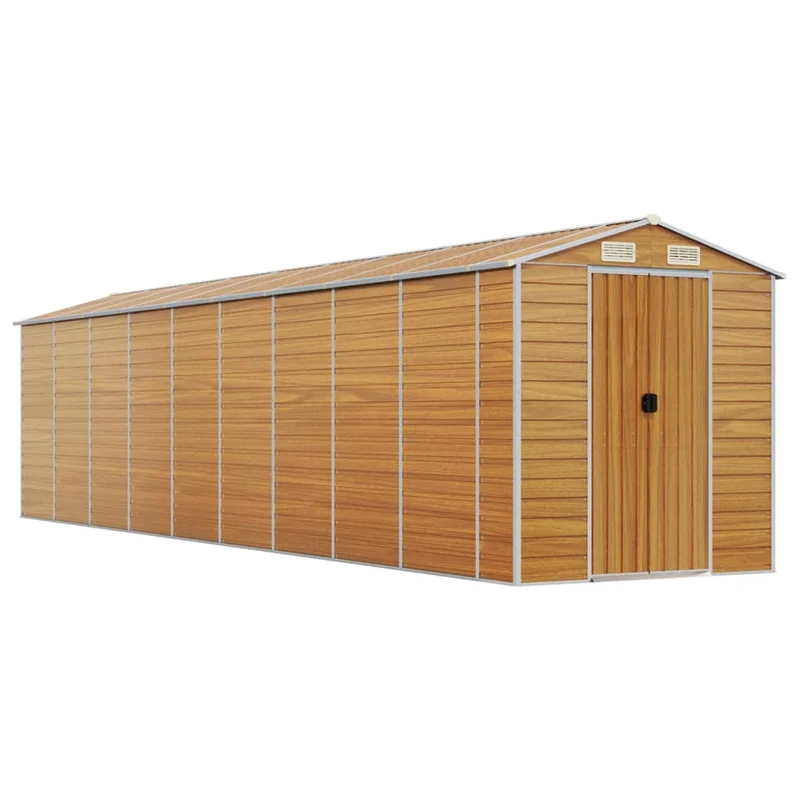 Abri de jardin cabane cabanon maison de stockage remise extérieur hangar outils robuste clair 191 x 810 x 198 cm acier galvanisé marron 02_0022296