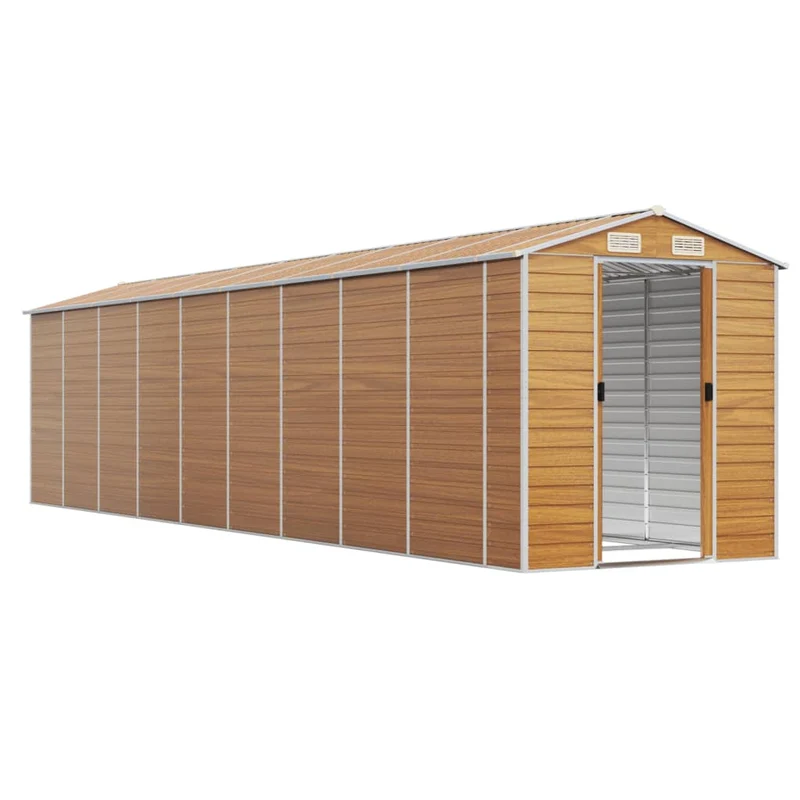 Abri de jardin cabane cabanon maison de stockage remise extérieur hangar outils robuste clair 191 x 810 x 198 cm acier galvanisé marron 02_0022296