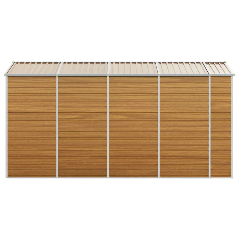 Abri de jardin cabane cabanon maison de stockage remise extérieur hangar outils robuste clair 191 x 385 x 198 cm acier galvanisé marron 02_0022291
