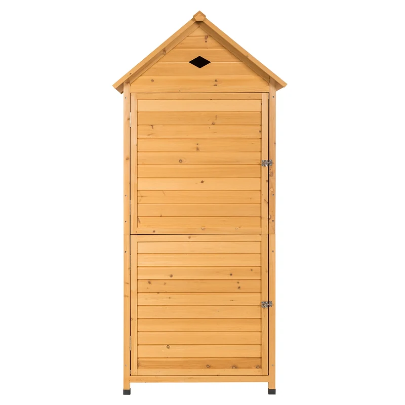 Abri de jardin avec 5 étagères 80 x 35 x 177 cm sécuritaire et esthétique en bois de sapin marron 20_0018927