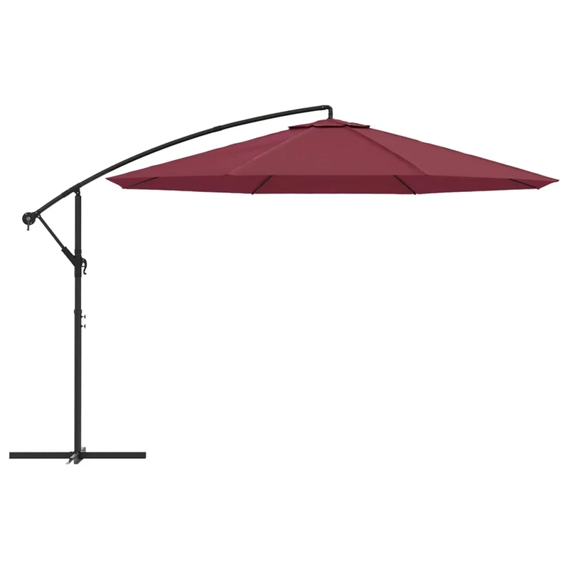 Parasol meuble de jardin en porte-à-faux avec mât en aluminium 350 cm bordeaux 02_0008617