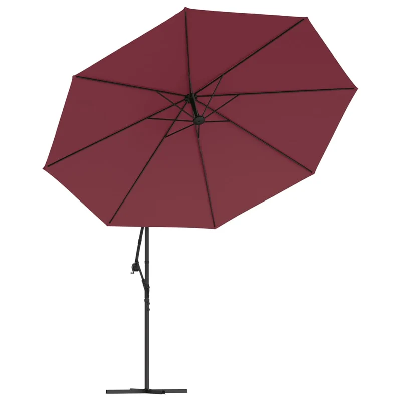 Parasol meuble de jardin en porte-à-faux avec mât en aluminium 350 cm bordeaux 02_0008617