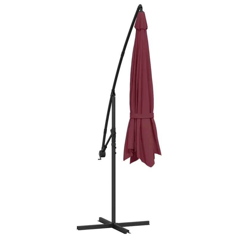 Parasol meuble de jardin en porte-à-faux avec mât en aluminium 350 cm bordeaux 02_0008617