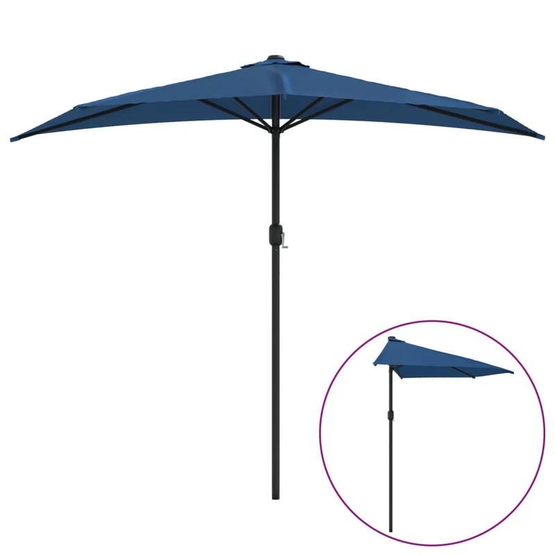 Parasol de balcon avec mât en aluminium 270 x 135 x 245cm demi bleu 02_0008300