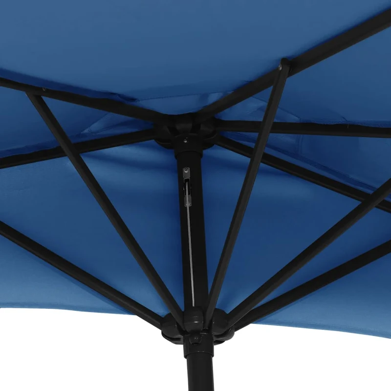 Parasol de balcon avec mât en aluminium 270 x 135 x 245cm demi bleu 02_0008300