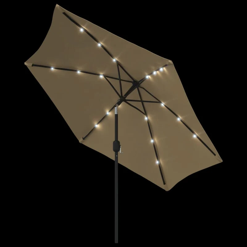 Parasol d'extérieur avec led et mât en acier 300 cm taupe 02_0008177