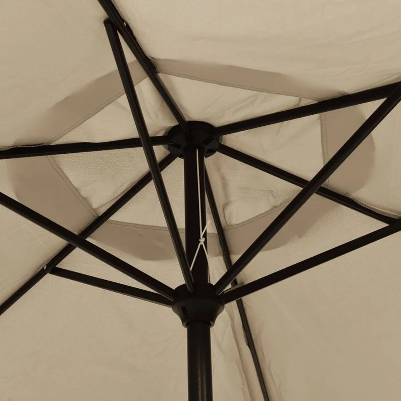 Parasol d'extérieur avec led et mât en acier 300 cm taupe 02_0008177