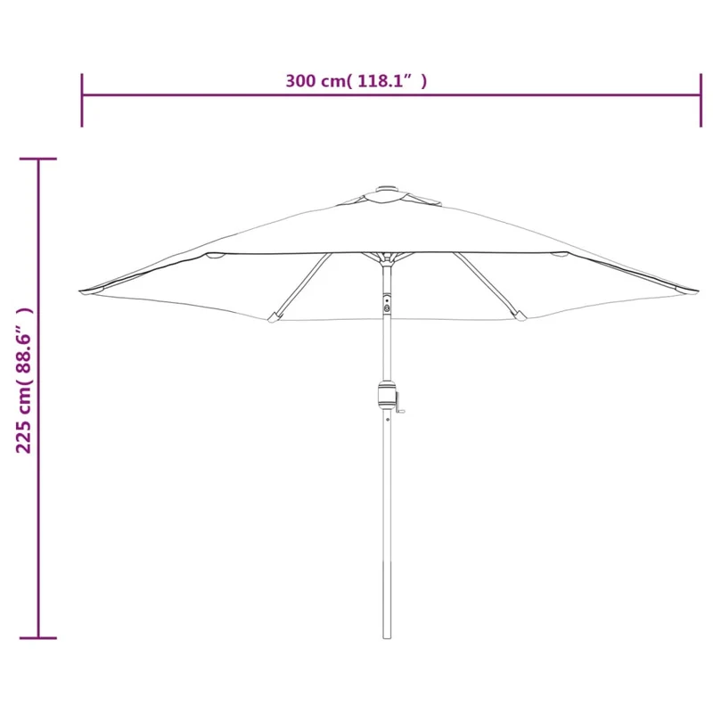 Parasol d'extérieur avec led et mât en acier 300 cm taupe 02_0008177