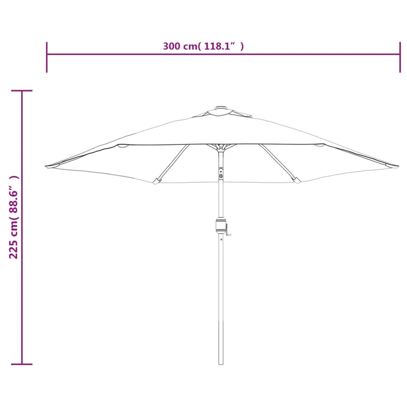 Parasol d'extérieur avec led et mât en acier 300 cm bleu 02_0008174