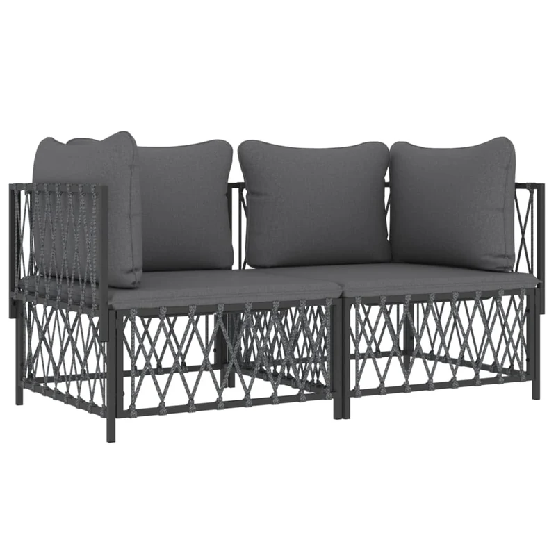 Salon de jardin meuble d'extérieur ensemble de mobilier avec coussins 2 pièces anthracite acier 02_0018288