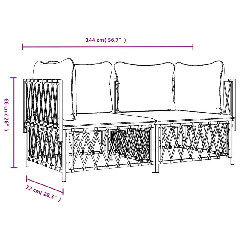 Salon de jardin meuble d'extérieur ensemble de mobilier avec coussins 2 pièces anthracite acier 02_0018288