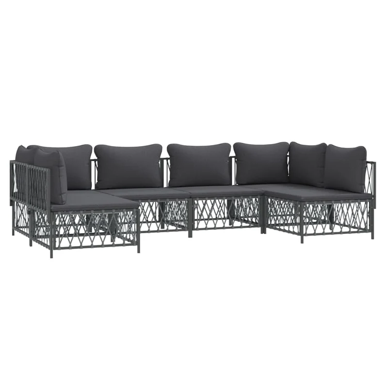 Salon de jardin meuble d'extérieur ensemble de mobilier avec coussins 6 pièces anthracite acier 02_0018312