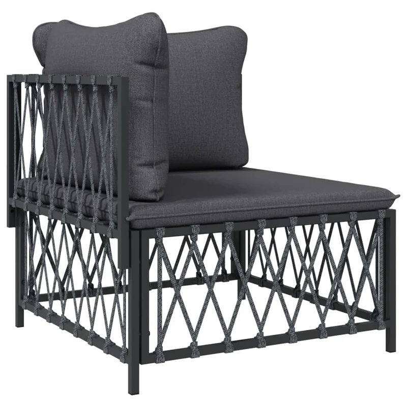 Salon de jardin meuble d'extérieur ensemble de mobilier avec coussins 6 pièces anthracite acier 02_0018312