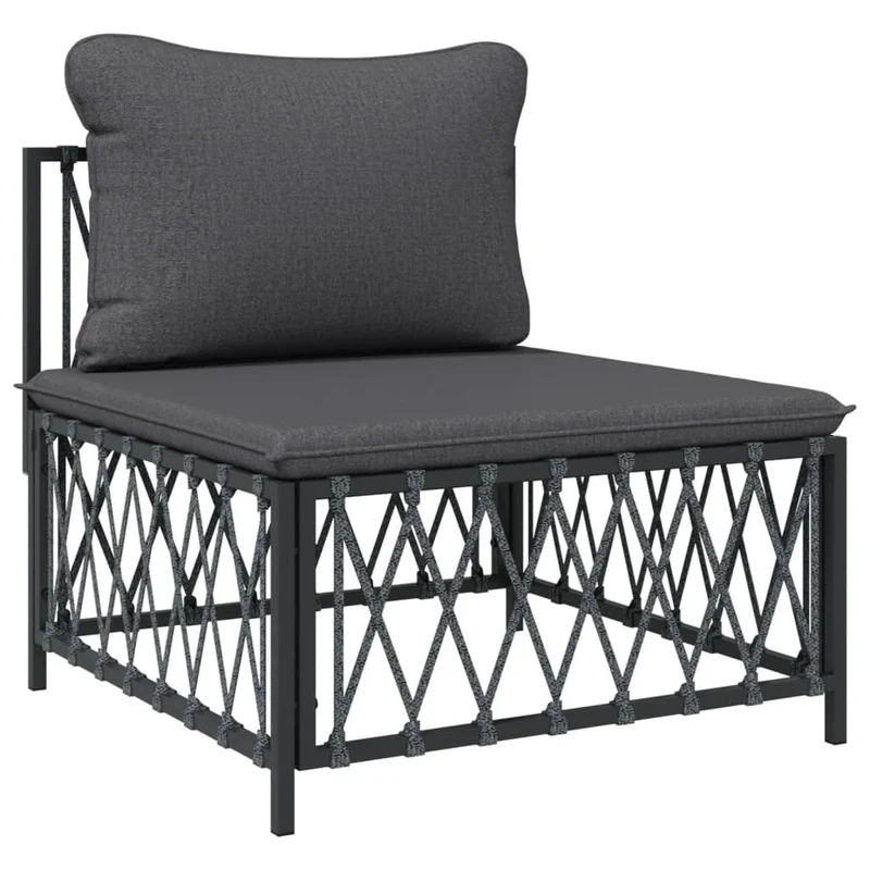 Salon de jardin meuble d'extérieur ensemble de mobilier avec coussins 6 pièces anthracite acier 02_0018312
