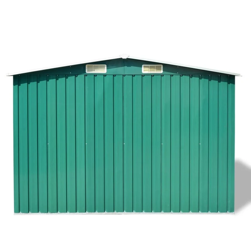 Abri de jardin cabane cabanon maison de stockage remise extérieur hangar outils robuste métal 257 x 205 x 178 cm vert 02_0022391