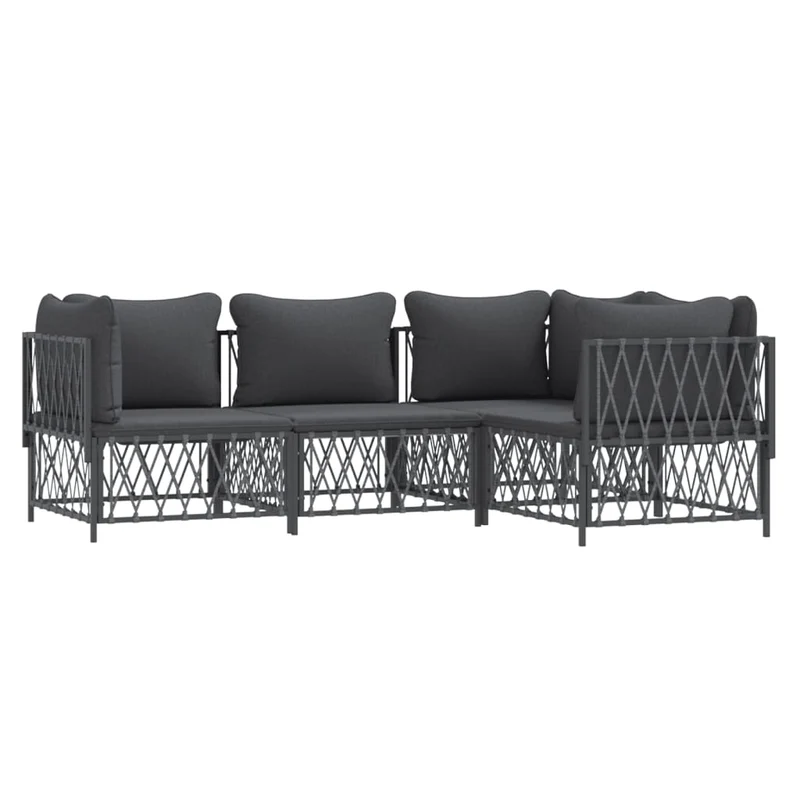 Salon de jardin meuble d'extérieur ensemble de mobilier avec coussins 4 pièces anthracite acier 02_0018292