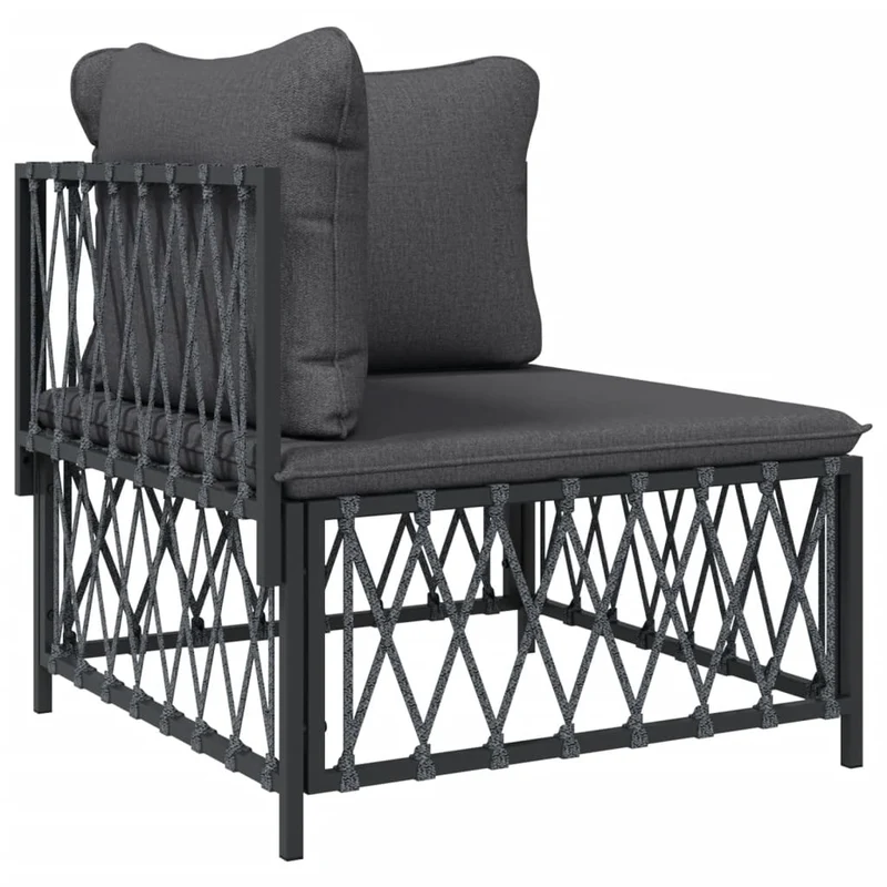 Salon de jardin meuble d'extérieur ensemble de mobilier avec coussins 4 pièces anthracite acier 02_0018292