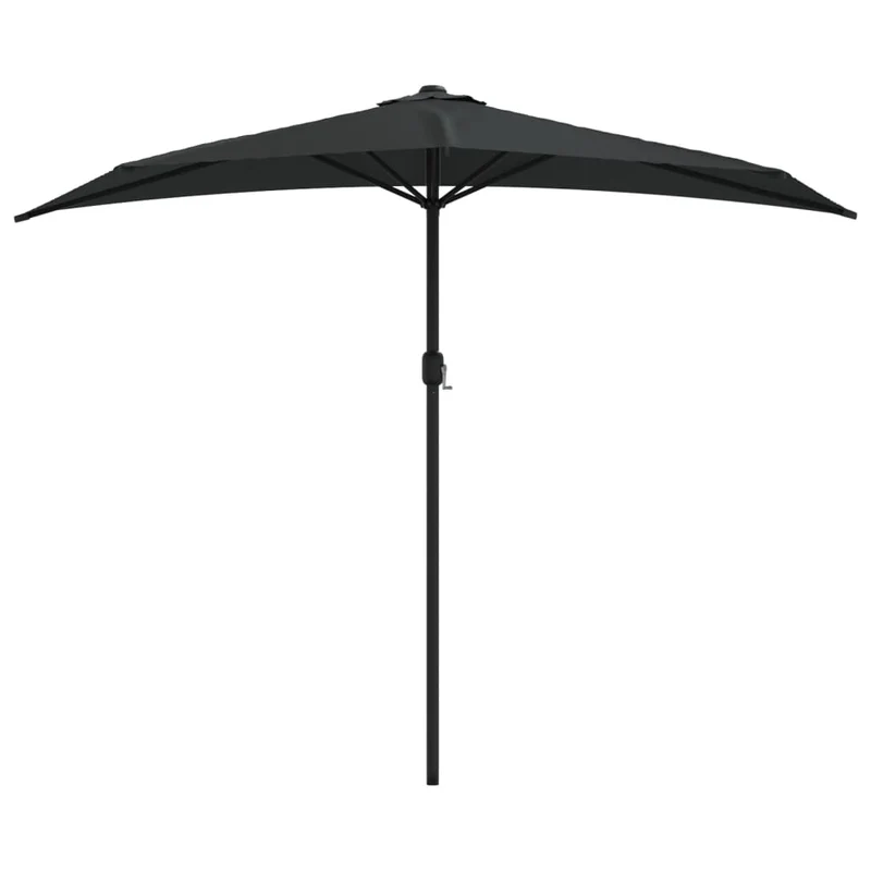 Parasol demi de balcon avec mât en aluminium 270 x 135 x 245 cm noir 02_0008302