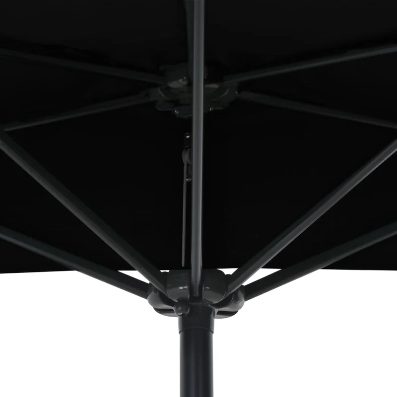 Parasol demi de balcon avec mât en aluminium 270 x 135 x 245 cm noir 02_0008302