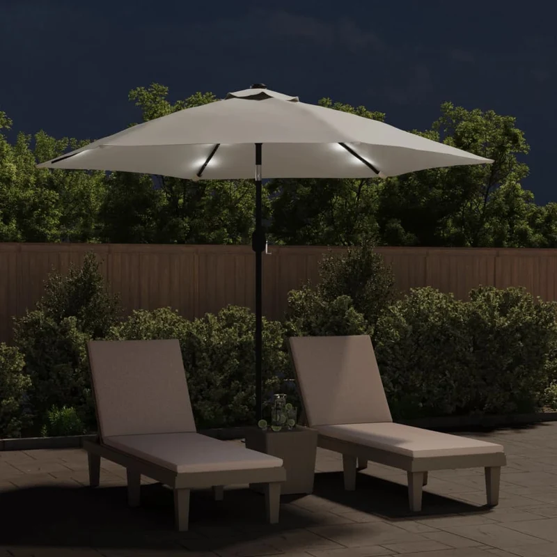 Parasol meuble de jardin en porte-à-faux avec led 3 m blanc sable 02_0008605