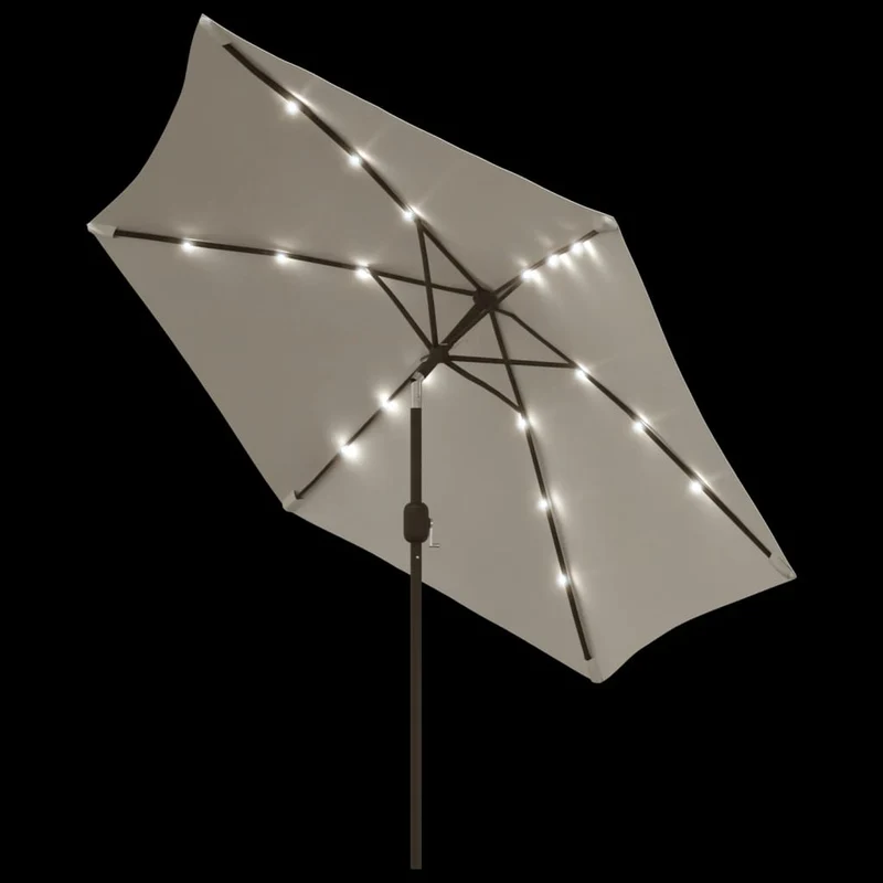 Parasol meuble de jardin en porte-à-faux avec led 3 m blanc sable 02_0008605